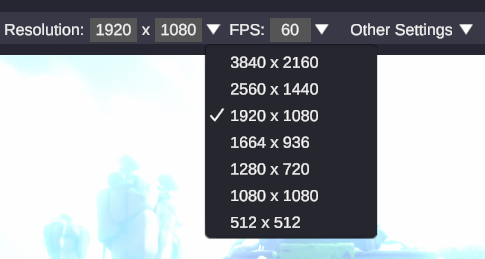 Resolution dropdown