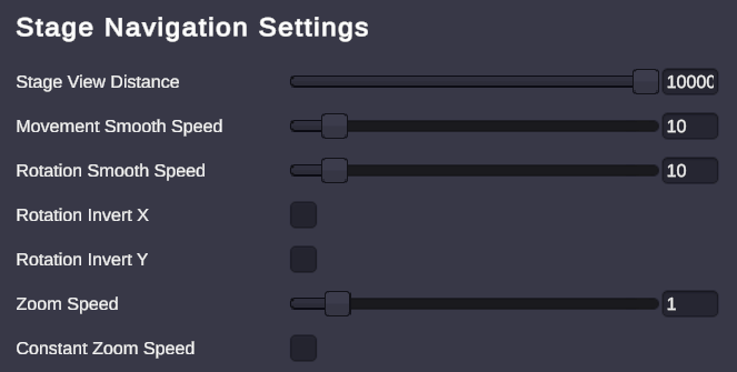 Stage settings section