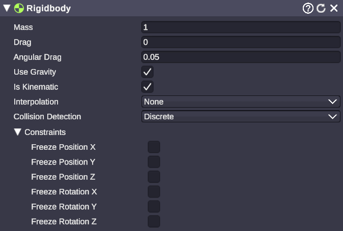 Rigidbody component properties
