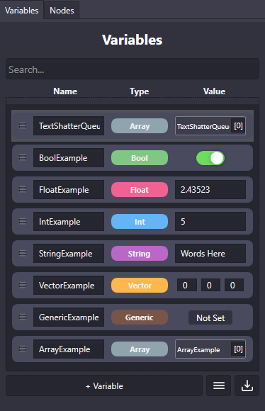 Variables Panel