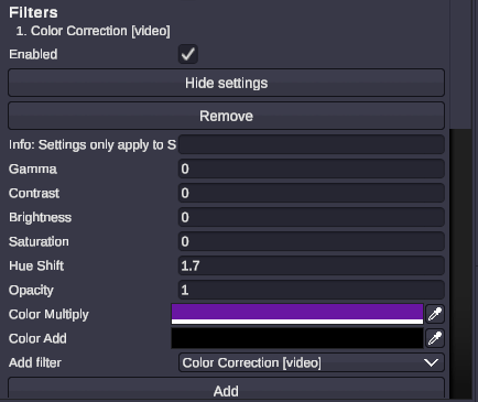 Editing the filter chain on a MoxRelay source