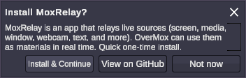The Install MoxRelay? dialog with its three buttons