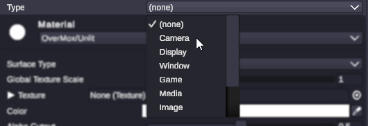 The Type dropdown on a new MoxRelay source