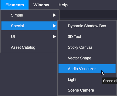 Elements menu showing categories
