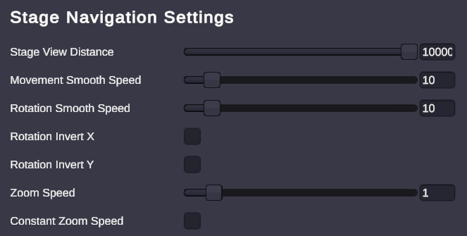 Stage settings section