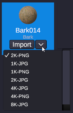 Material selected with preview