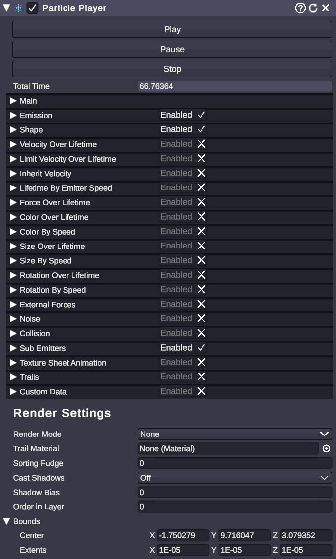 Particle system in scene