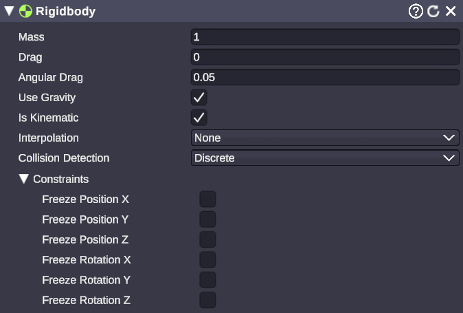 Rigidbody component properties