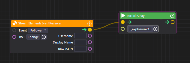 OverMox Controller — visual scripting node graph for 3D stream overlays