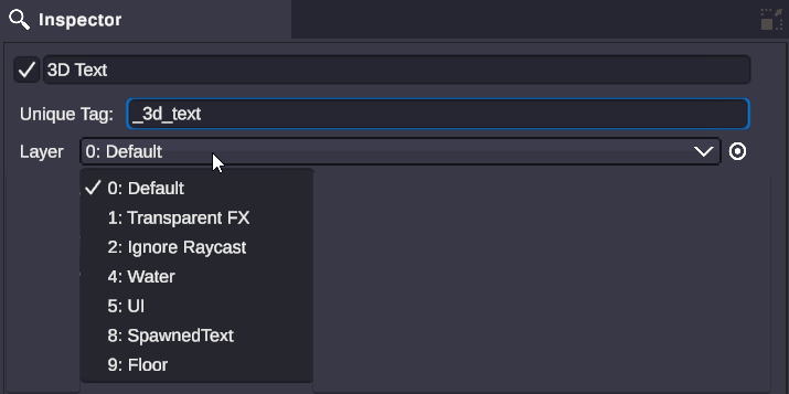 Layer selection dropdown