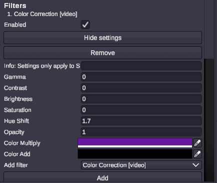 Editing the filter chain on a MoxRelay source