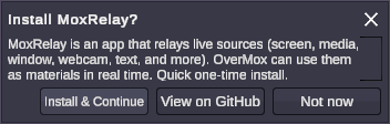 The Install MoxRelay? dialog with its three buttons