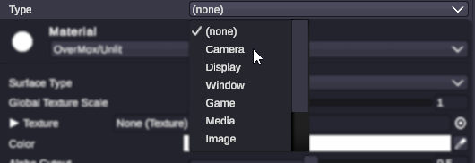The Type dropdown on a new MoxRelay source