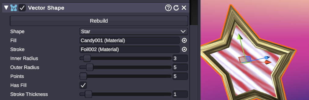 Vector Shape in the scene